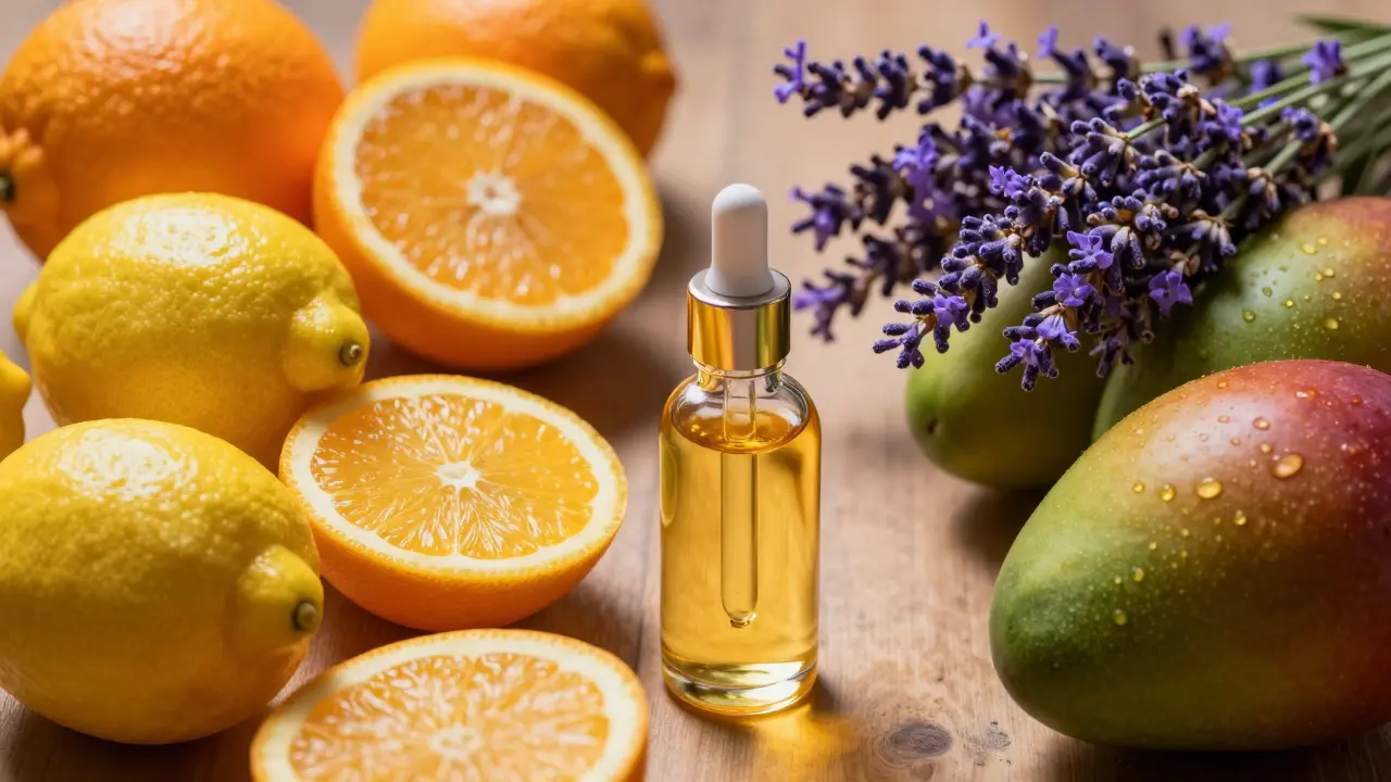 Citrusy a levandule symbolizující účinky terpenů