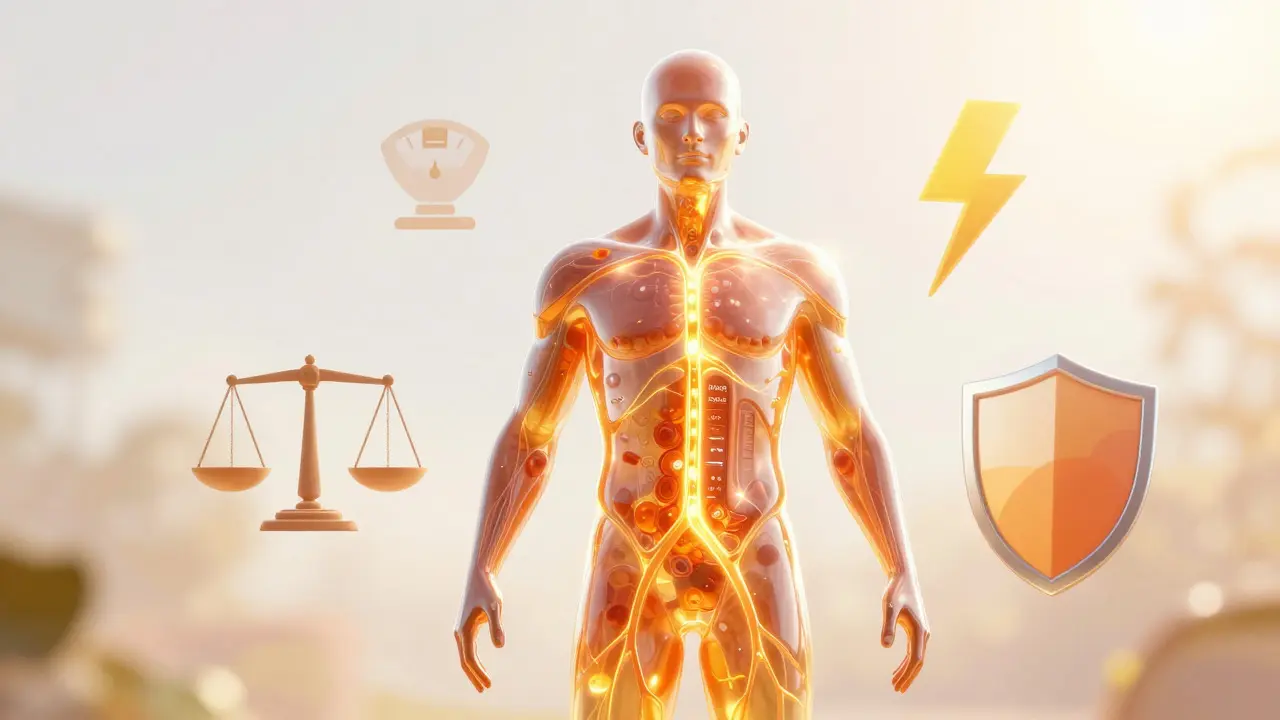 Abstraktní vizualizace metabolismu, energie a zdraví
