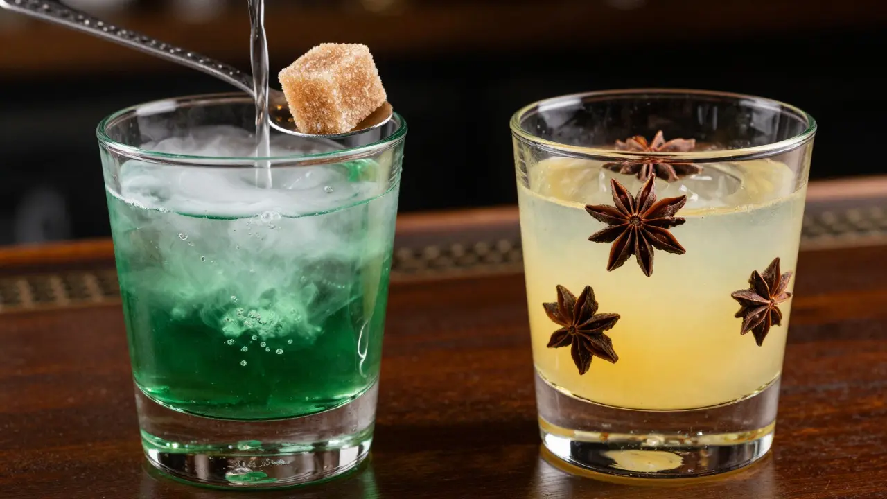 Absinth vs. Sambuca: Hlavní rozdíly v chuti, alkoholu a podávání