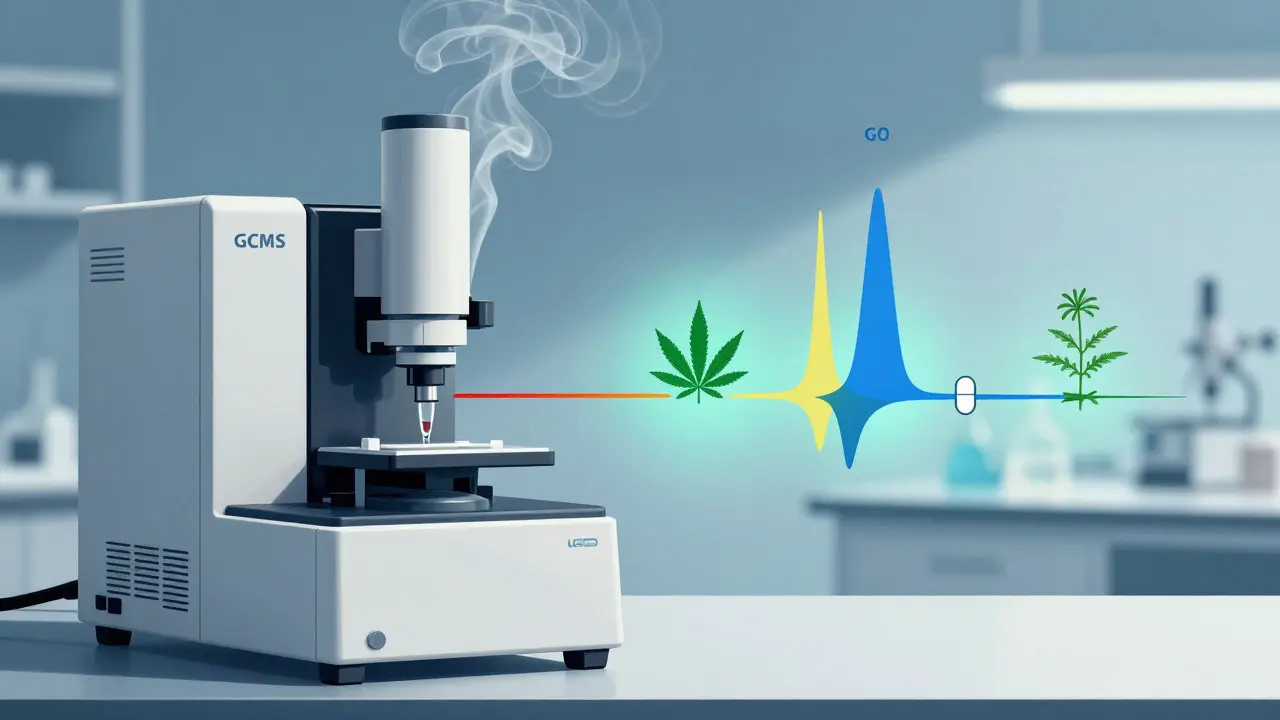 Laboratorní scéna se separací spektrálních linií pro různé chemické látky