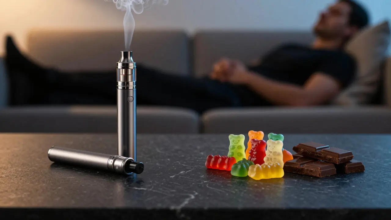 Porovnání vaporizéru a edibles s relaxačním efektem na pozadí